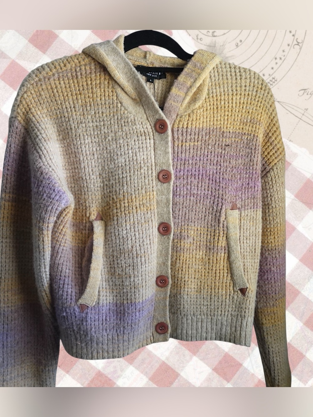 Striped Hooded Button-Front Sweater Jacket - Multicolor